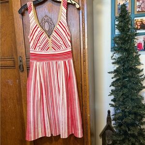 Anthropologie Red and Cream Striped Dress